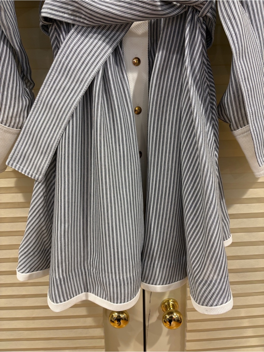 NWOT Zimmermann Gray Striped Shirt Dress with White Trim, Size AU 2 = M - Picture 5 of 9